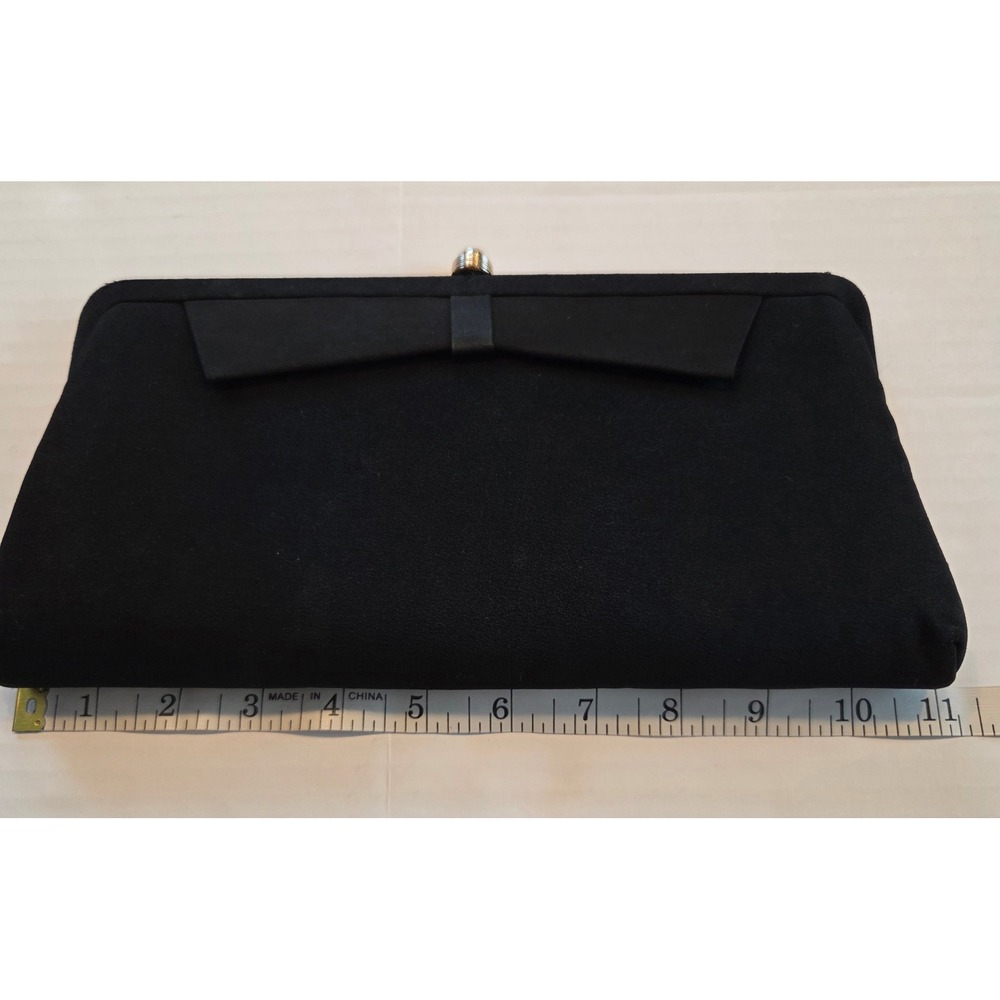 Admiral Vintage Black Bow Evening Clutch Bag with Gold Chain Strap - Picture 7 of 11